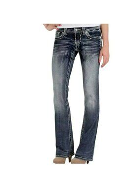 Miss Me Bootcut Embellished Stitching Jeans Womens 30 Low Rise